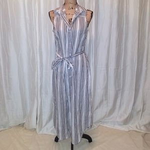 Foxcroft NWT Striped Cotton Maxi Shirt Dress Belted Size 8